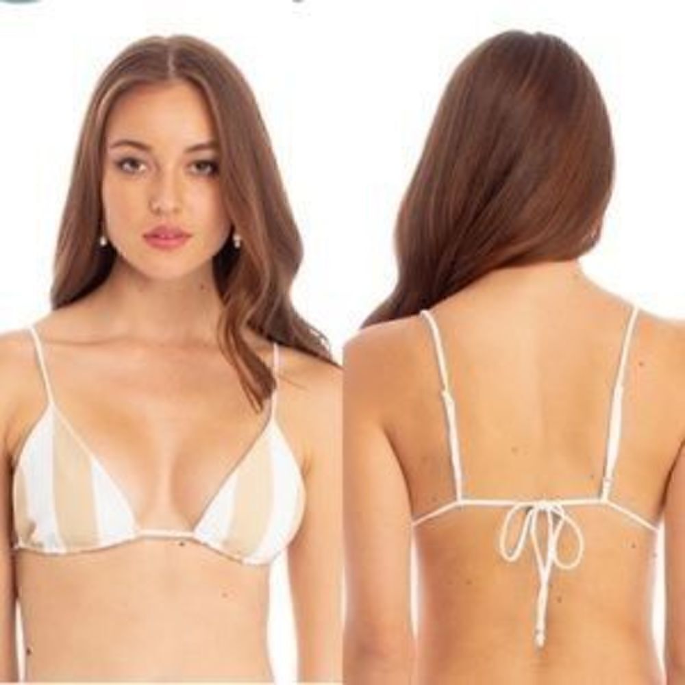 Tavik Phoenix Swim Top Shimmer Stripe Gold Small NWT